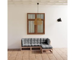 4-delige set tuinmeubelen met kussens, massief grenen, terrasmeubelset, voor balkon, terras, tuin, balkon