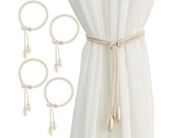 4-delige set van gordijnhouders en koelelementen voor slaapkamers, kantoren en woonkamers, beige kleur, ideaal voor het ophangen van gordijnen en het creëren van schaduw