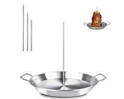 4-delige set– Verticale barbecuegrill – Griekse barbecuegrill – Ovenrooster – Roestvrij staal – Spiesjes – Voor het grillen van burritospiesjes en Braziliaanse kipspiesjes (inclusief spiesjes van 20 cm, 25 cm en 30 cm)