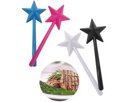 4-delige set zout- en peperstrooiers, schattige sterrenvormige kruidenstrooiers, magische toverstaf met 3 gaatjes, geschikt voor de keuken, eetkamer en barbecue.