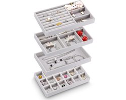 4-Delige Sieraden Organizer Lade - Sieraden Display Tray - Juwelenhouder voor Oorbellen, Kettingen en Ringen - Opbergen