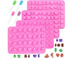 4-delige siliconen chocoladevormen met druppelaars voor snoep en ijs - Anti-aanbak mini mallen voor cake decoraties
