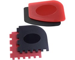 4-delige siliconen panenschraper set - Voor grillplaat en koekenpan - Hittebestendig en krasvrij - Inclusief rood en zwarte schrapers