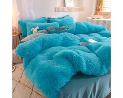 4-Delige Super Shaggy Koraal Fleece Warme Gezellige Prinses Beddengoed Set Nerts Fluwelen Dekbedovertrek Set Bed Dekbed Deken Kussensloop dekbedovertrek 220*240CM/lakens 230*270CM/kussensloop 48*74CM * 2 Turqoise