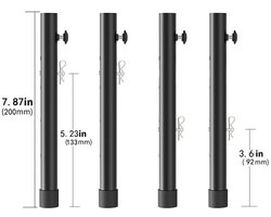 4-delige tafelpootverlenger, tafel-/werkbankverhoger, rechte of gebogen poot opvouwbare tafelpootverlenger - 20 cm
