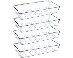 4-delige transparante lade-organizer, groot 30 cm lade-organisatiesysteem voor kaptafels, make-up lade-organizer voor de badkamer, voor keuken, cosmetica, bureau, kantoor, badkamerlade