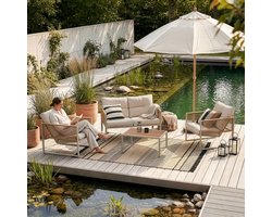 4-delige tuinset Karg loungeset met bank tafel en 2 stoelen beige en rotanlook casa.pro