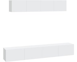 4-delige Tv-meubelset | Televisiekast | Tv-kast | Mediameubel bewerkt hout wit