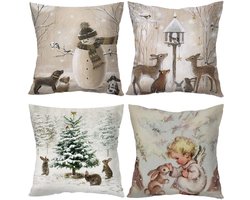 4-delige vierkante kussensloop - decoratieve sierkussenhoes - bank patio slaapkamer decoratie cadeau - 45x45cm