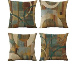 4-delige Vintage Geometrische Kussenhoezen 45x45 cm voor Woonkamer en Slaapkamer