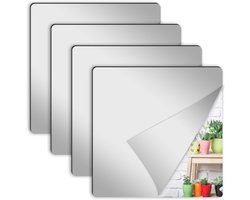 4-delige Wandspiegel Decoratieve Tegels, Zelfklevende Acryl Vierkante Spiegels, Flexibele Spiegel Wandstickers, Frameless Kleine Spiegel Decoratieve Sets, Geschikt Voor Badkamers, Huizen, Fitnessruimtes En Slaapkamers, Grootte 20x20 cm