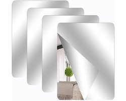 4-delige zelfklevende tegelspiegelset – Acryl spiegel – Flexibel, frameloos voor wanddecoratie in woonkamer, badkamer en slaapkamer – Schoolspiegel, spiegelstickers, kastspiegel (30 x 20 cm)
