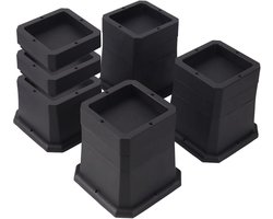 4-delige Zwarte Verstelbare Meubelverhogen – Hoogte Instelbaar op 5,1 cm/7,6 cm/10,2 cm, Geschikt geschikt voor Bed, Bureau, Tafel & Studentenkamer
