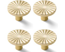 4 geborstelde gouden kastknoppen - 37×37×22mm - messing platte ladegrepen - handgrepen voor keukens, kasten, badkamers, dressoirs, kasten - goud