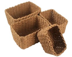 4 Gevlochten Opbergmanden voor Luiertafel en Decoratie - Stapelbare Mandjes in Boho-Stijl