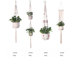 4 hanging ropes, flowerpot mesh bag, hand woven DIY, cotton rope, decorative hanging basket, indoor hanging flowerpot basket decorative flowerpot rack yellow hemp rope, suitable for indoor and outdoor home decoration