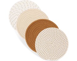 4 hittebestendige onderzetters van 20 cm, pannenlappen voor de keuken, bordenonderzetters voor op het aanrecht, tafel, woonaccessoires