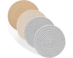 4 hittebestendige onderzetters van 30 cm, pannenlappen voor de keuken, bordenonderzetters voor op het aanrecht, tafel, woonaccessoires - Grijs en bruin
