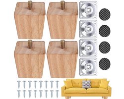 4 Houten Meubelpoten voor Vervangingen - Hoogwaardige Tafelpoten met Schroeven en Vloerbeschermers