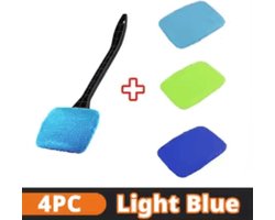 4-in-1 Autoruitenreiniger - Autoruitreiniger Borstelset Microfiber - Voorruit Reinigingstool - Auto Interieur Glazen Ruitenwisser - Lange Handgreep Herbruikbare Stoffen Pad