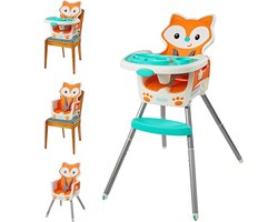 4-in-1 Convertible High Chair - Ruimtebesparende Kinderstoel voor Baby's en Peuters met Vaatwasmachinebestendig Dienblad