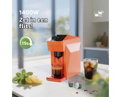 4-in-1 koffiemachine, espressomachine 19 bar voor capsules/Ne-spresso OriginalLine/Do-lce Gusto/gemalen koffie, 800ml capaciteit, levendig oranje
