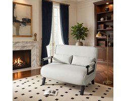 4-in-1 Luxe Slaapbank – Tweepersoons Bed en Bank – Verstelbare Relaxbank met Kussens – Ruimtebesparend, Comfortabel en Duurzaam – Linnen Grijs – 300 kg Draagkracht - Casa Serena