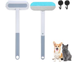 4-in-1 Multifunctionele borstel voor het verwijderen van dierenhaar, herbruikbare, wasbare pluizenborstel met haken, tapijtreiniger, lange steel, honden- en kattenhaarverwijderaar voor meubels, kleding en beddengoed.