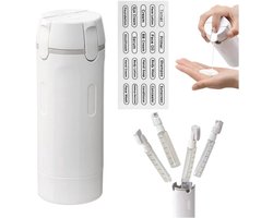 4-in-1 reisdispenser voor shampoo en conditioner, lekvrij en navulbaar siliconenmateriaal, afsluitbaar, transparant en draagbaar ontwerp, geschikt voor vliegreizen - wit