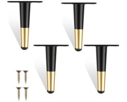 4 inch / 10 cm meubelpoten, set van 4, moderne metalen bankpoten, meubelsteunpoten, vervangende poot voor bank, stoel, Ottomaanse kasttafel (zwart goud)