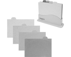 4 Indexstijlen Snijplankenset voor Groenten Vlees Vis Voorgekookte Gerechten-Antislip Grijze Marmereffect-Vaatwasmachinebestendig. joseph joseph cutting board