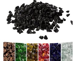 4 kg Lavastenen voor Gas Vuurkorven en Gas Haarden - Gehard Vuur Glas - Vuur Rotsen - Vuurtafel Accessoires - Zwart