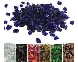 4 kg Lavastenen voor Vuurkorven en Haarden - Gehard Vuur Glas - Vuurtafel Accessoires - Blauw