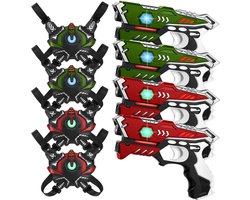 4 KidsTag laserguns + 4 lasergame vesten - Lasergame set voor kinderen vanaf 6 jaar + Vest only functie