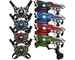 4 KidsTag laserguns + 4 lasergame vesten - laserguns met vesten voor kinderen vanaf 6 jaar - Met unieke Vest Only optie!