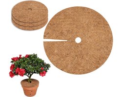 4 Kokosmatten voor planten met afdekplaat, van biologisch afbreekbaar kokosvezel, voor wortelbescherming en onkruidbestrijding, ideaal voor potplanten en jaarrond gebruik (20cm)