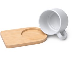 4 kopjes met houten dienblaadje 180 ml Kopje geschikt voor sublimatie, hout geschikt voor laser techniek