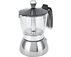 4-kops Roestvrijstalen Moka Koffiezetapparaat - Klassieke Italiaanse Espressomachine - Thuis en op de Camping - Inductie & Gas Geschikt
