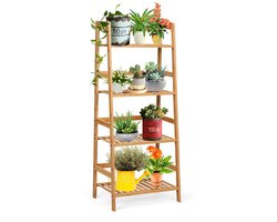 4-laags Bamboe Boekenkast – Opbergplanken voor Woonkamer, Keuken en Kantoor, Natuurlijk