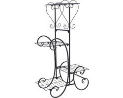 4-laags bloempot standaard - decoratieve metalen plantenpot standaard - plantenstandaard display plank - binnen buiten tuin patio - wit zwart