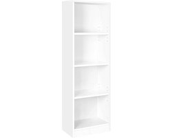 4 -laags boekenkast met hoogte verstelbaar voor woonkamer, slaapkamer, kantoor, 40 x 24 x 121,5 cm, wit