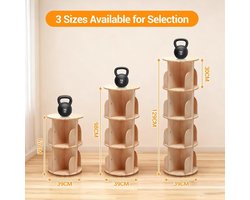 4-laags draaibare boekenplank - 360° vrijstaande boekenplank met beschermpaneel - Massief houten opbergplank voor woonkamer of slaapkamer- Ø39cm- H 98cm