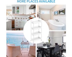 4-laags Opbergwagen Uitschuifbaar Rolling Utility Cart - Mobiele Opslagrekken Organizer voor Keuken Badkamer Slaapkamer - Wit Beside shelf