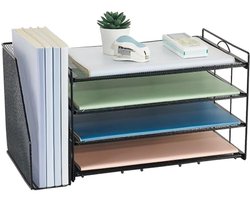 4-laags papier en brieforganizer voor kantoor - Met metalen bestandshouder en bureau-accessoires