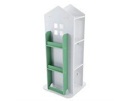 4-Laags Roterende Boekenkast 360° – Vrijstaande Draaibare Boekenkast / Hoek Boekenkast voor Kinderen – 41 x 41 x 95 cm – Groen