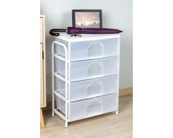 4-Laags Stapelbaar Schoenenrek met Transparante Deuren – Ruimtebesparende Kunststof Opbergkast Organizer – Multifunctioneel Schoenen- en Opbergsysteem Wit – Ganeey