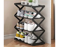 4-laags - X-vormig - schoenenrek voor 8 paar schoenen- opbergrek