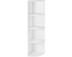 4-Niveau Hoekplank, Staande Boekenkast, Houten, Voor Keuken, Slaapkamer, Woonkamer, Kantoor, Wit