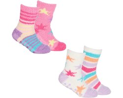 4 paar Antislip Fleece Sokken met Rubberen Zolen voor Baby en Kind - Extra Zacht en Warm