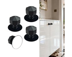 4-pack achthoekige vorm zelfklevende kast handvat trekt roestvrij staal zwarte knoppen met lijm voor spiegelkasten glazen schuifdeuren kasten lade schil en stok knoppen boor vrij
